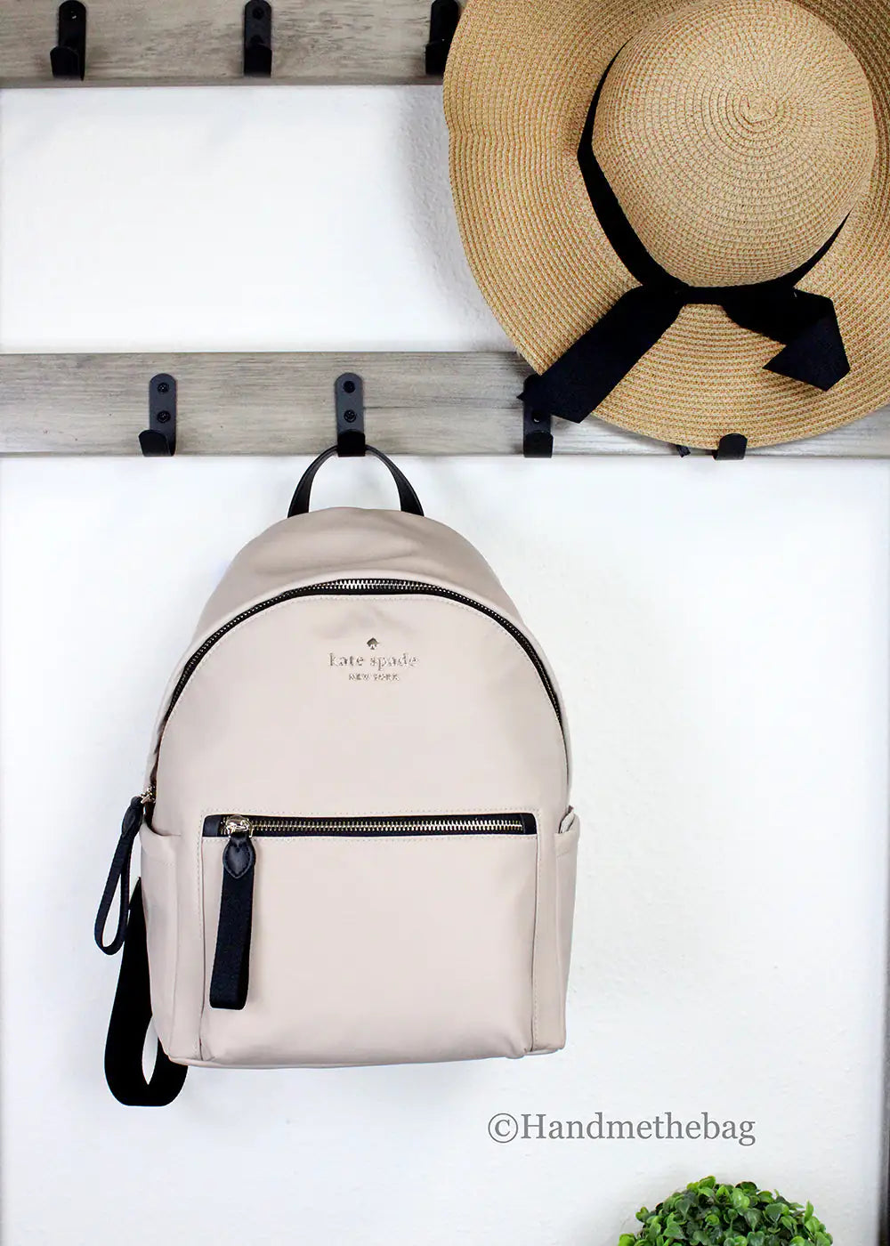 Kate Spade Medium Warm Beige Nylon Backpack